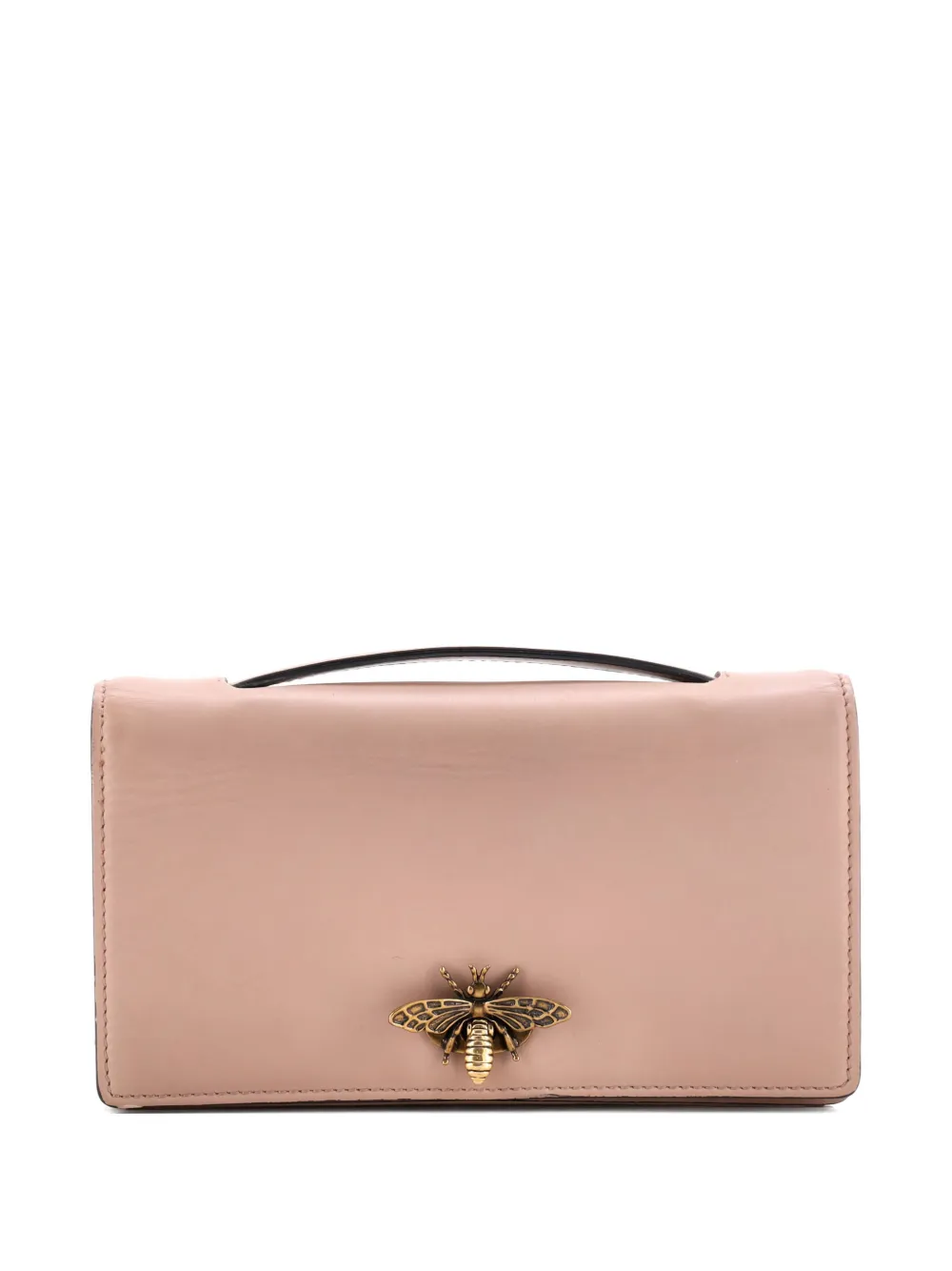 Pre-owned Dior Bee Leather Clutch Bag In Neutral