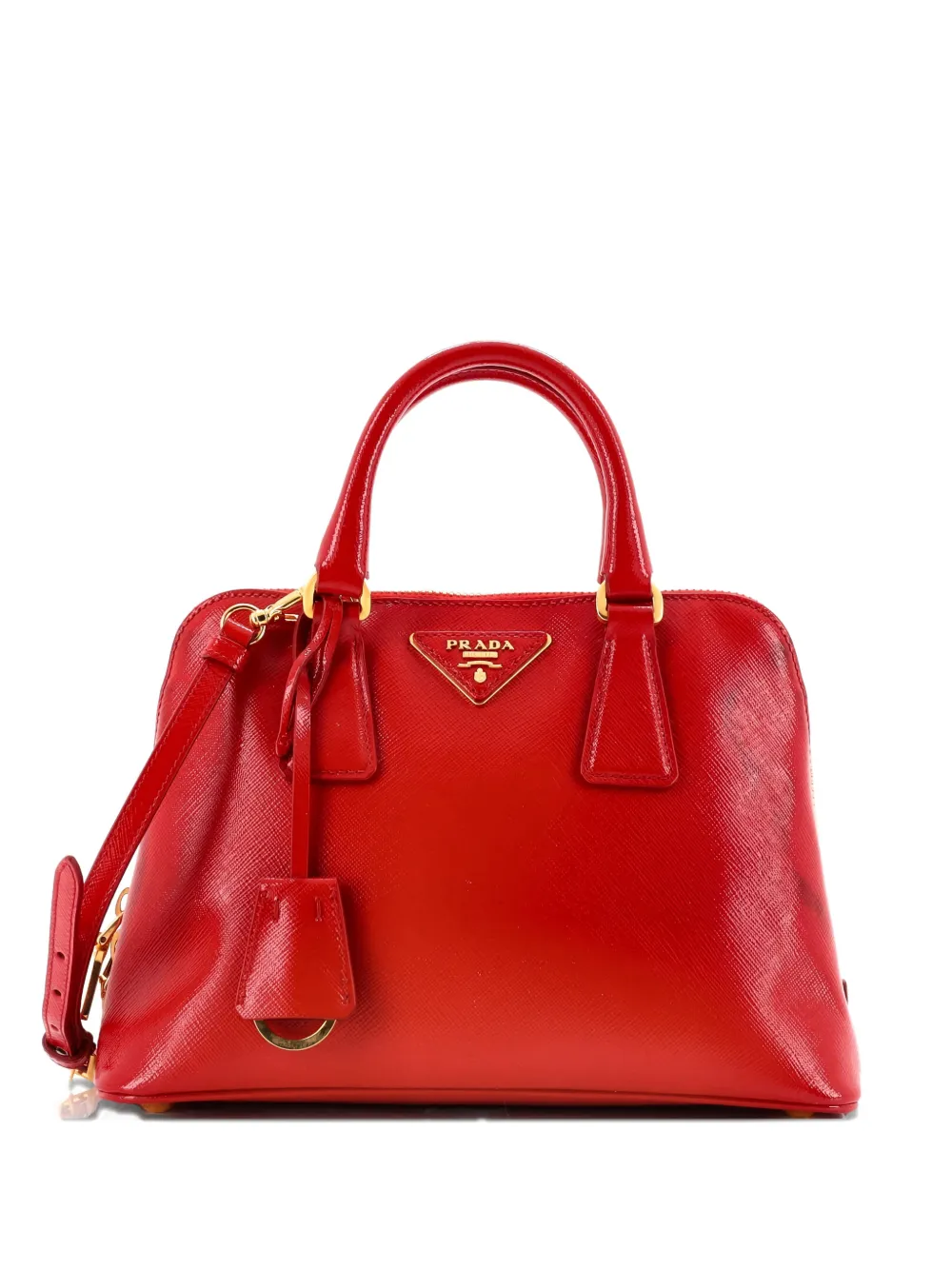 Pre-owned Prada Promenade Bag Saffiano Leather Small Satchel In Red