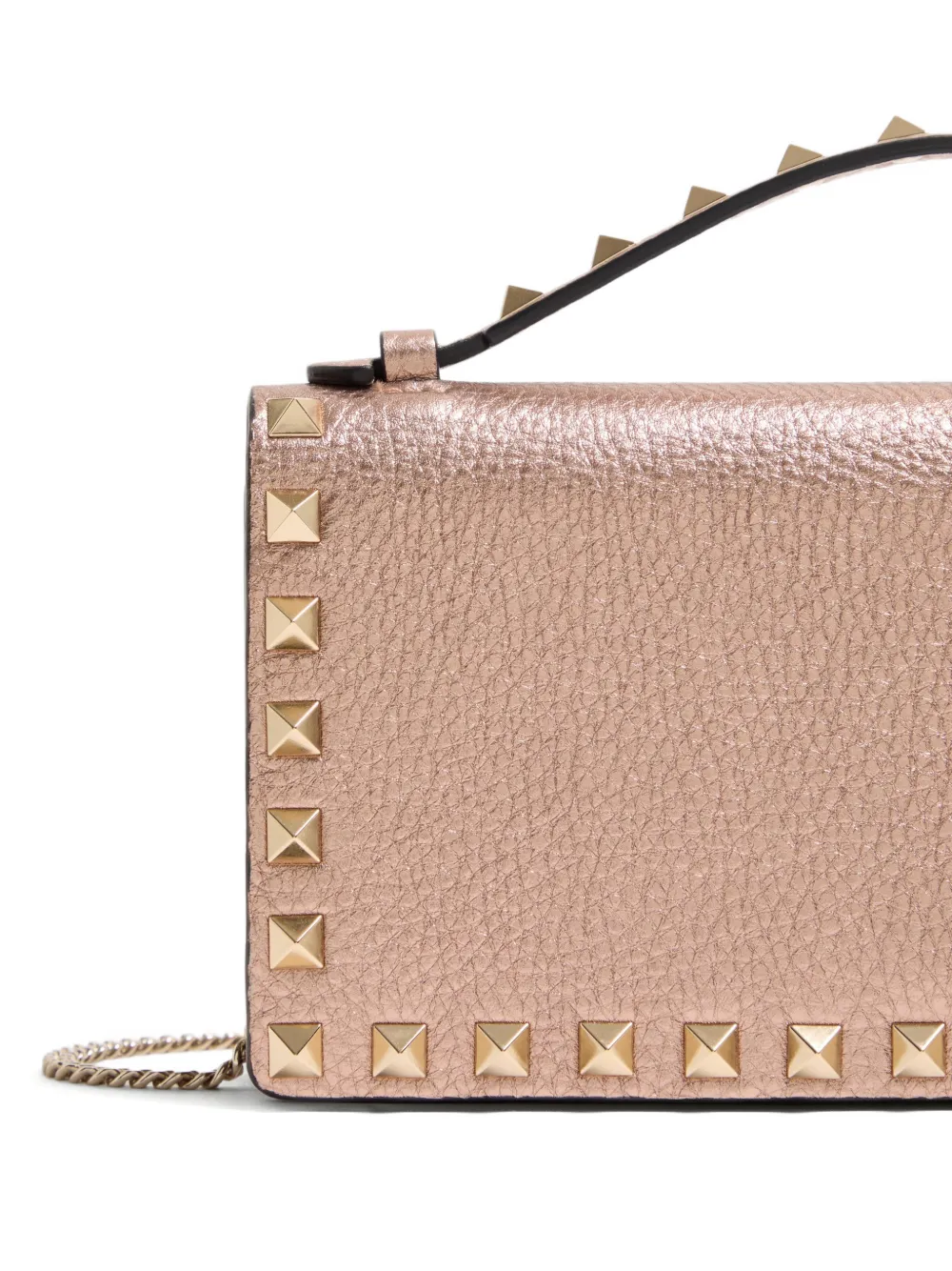 Valentino Garavani Rockstud gelamineerde schoudertas van bewerkt kalfsleer Roze