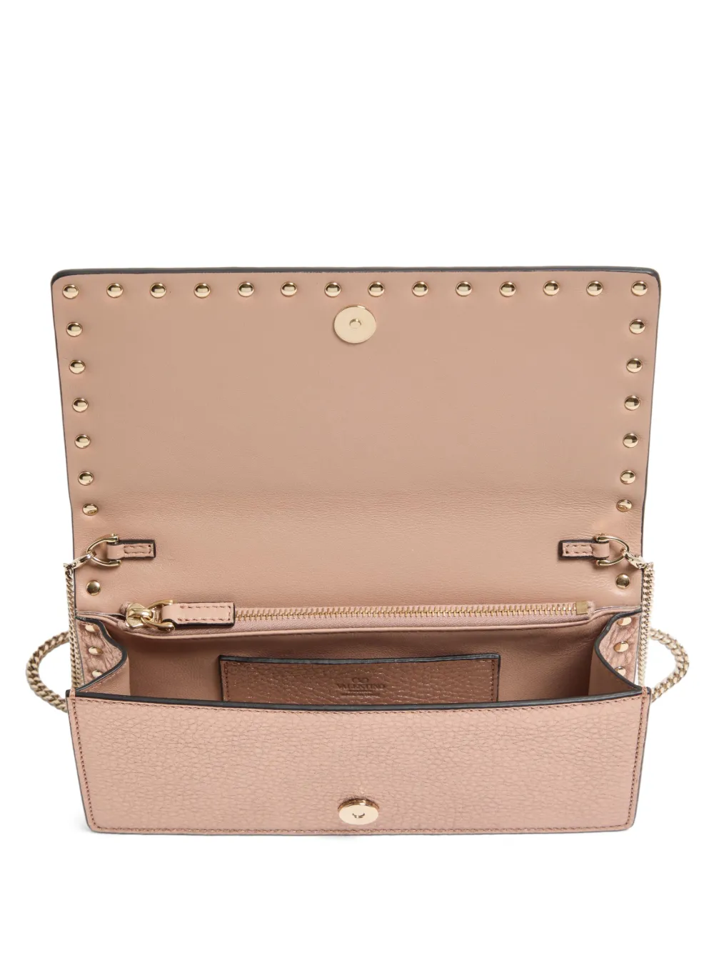 Valentino Garavani Rockstud gelamineerde schoudertas van bewerkt kalfsleer Roze