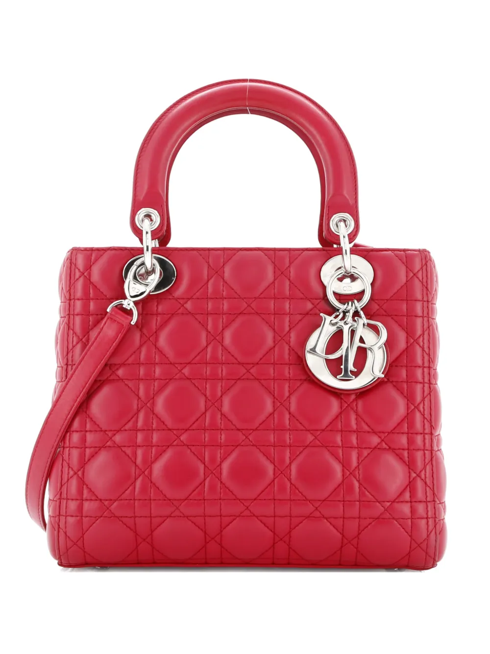 Christian Dior Pre-Owned Lady Dior Bag Cannage Quilt Lambskin Medium satchel - Rosa