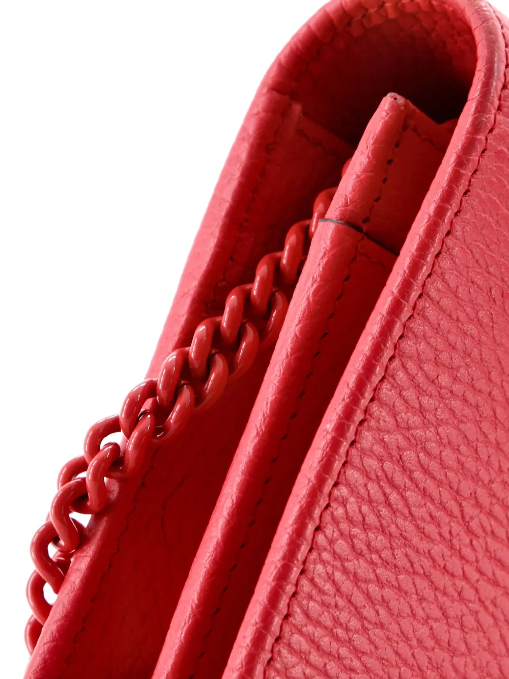 Pre-owned Gucci Petite Gg Marmont Chain Wallet Leather Mini Crossbody Bag In Pink