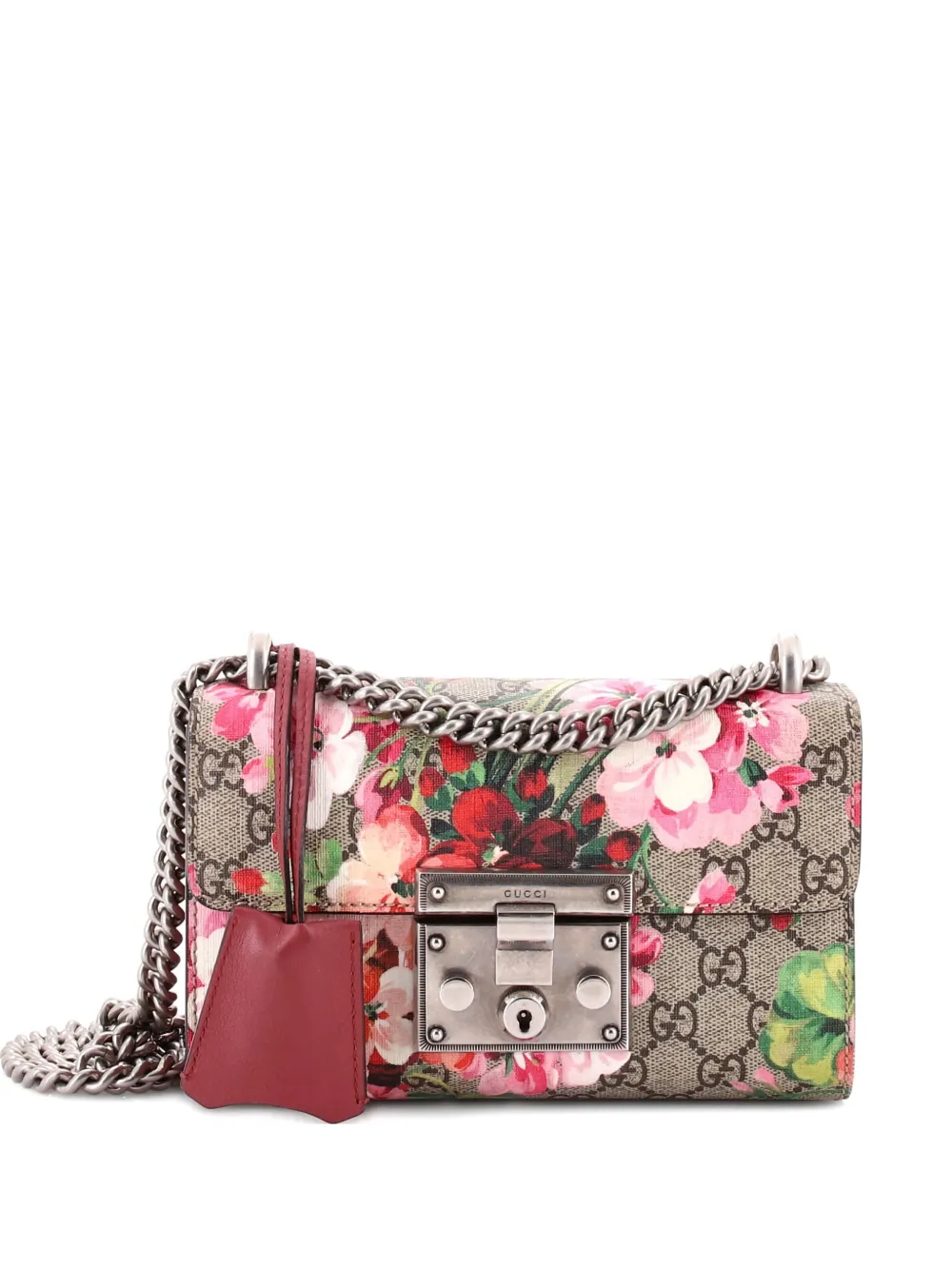 Gucci Pre-Owned Padlock Blooms Print GG Coated Canvas Small shoulder bag - Marrone