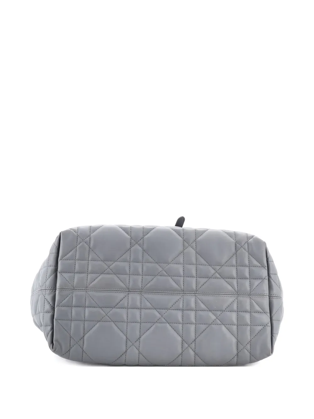 Pre-owned Dior Toujours Macrocannage Quilt Calfskin Medium Tote Bag In Gray
