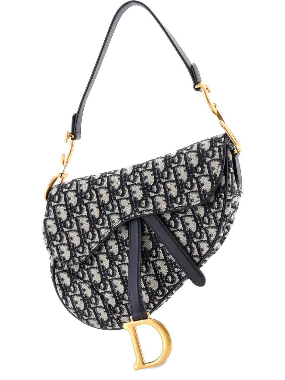 Pre-owned Dior Saddle Handbag Oblique Canvas Medium Shoulder Bag In Blue