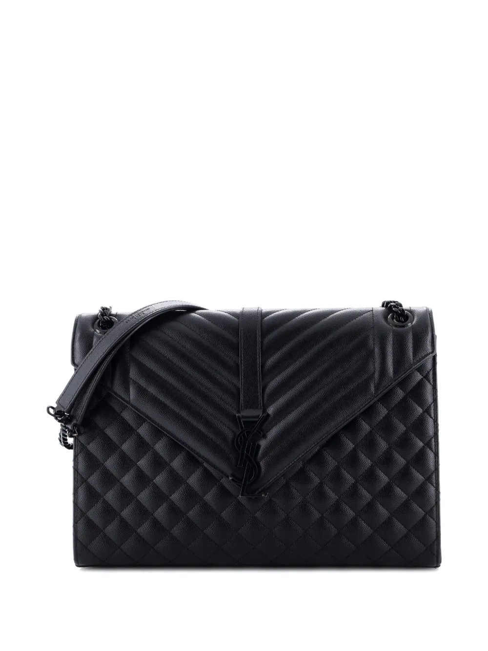 Saint Laurent Pre-Owned Classic Monogram Envelope Satchel Mixed Matelasse Leather Large shoulder bag | Black | Image 1