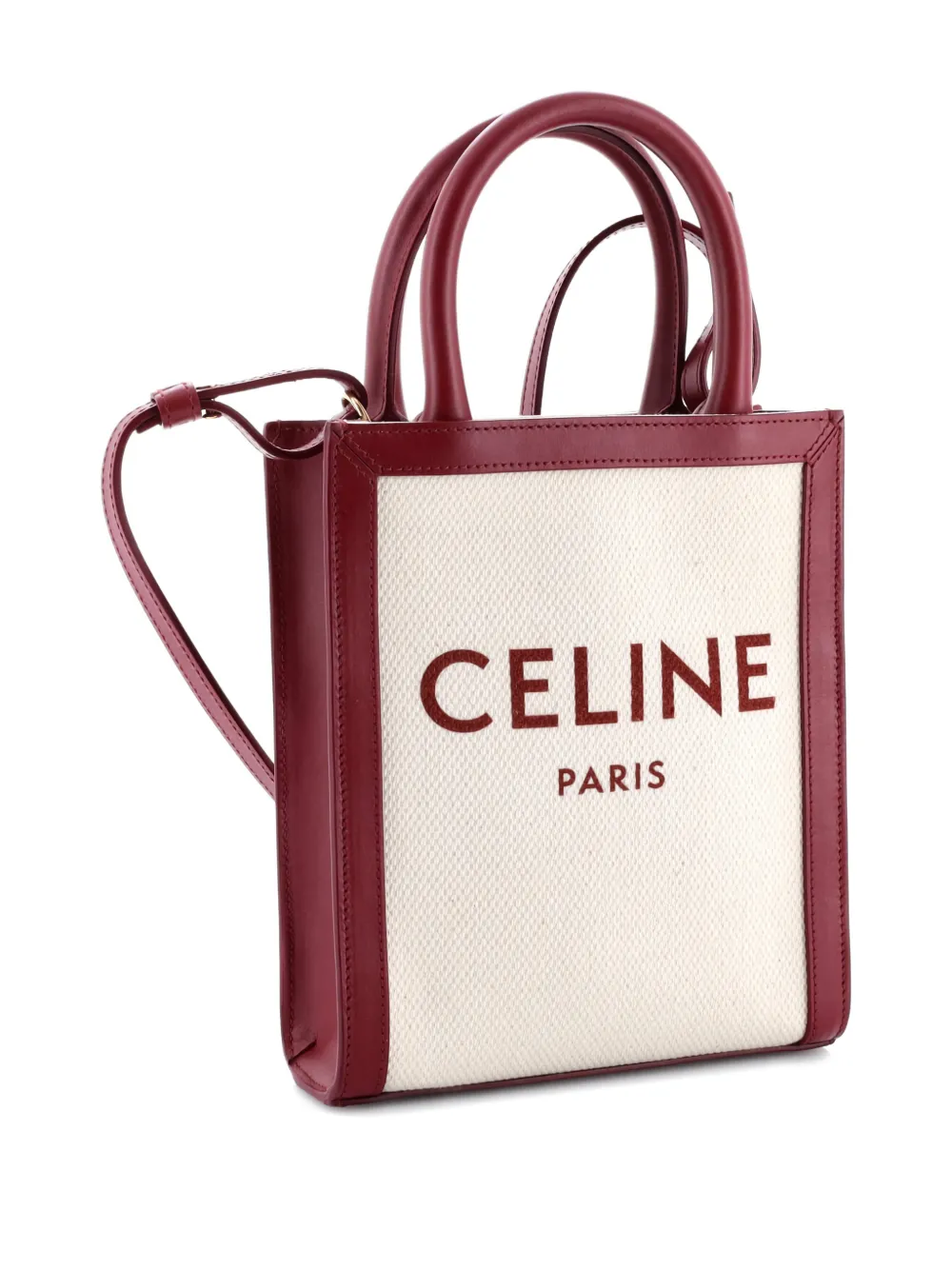 Vertical Cabas Canvas With Leather Mini Tote Bag