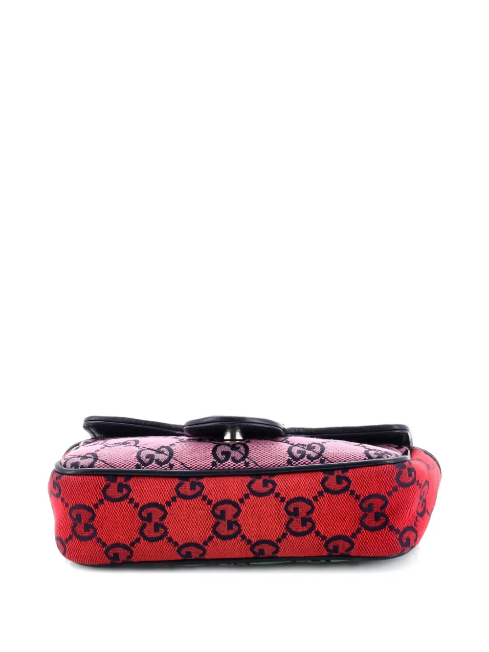 Pre-owned Gucci Gg Marmont Flap Bag Diagonal Quilted Gg Canvas Super Mini Crossbody Bag In Multi