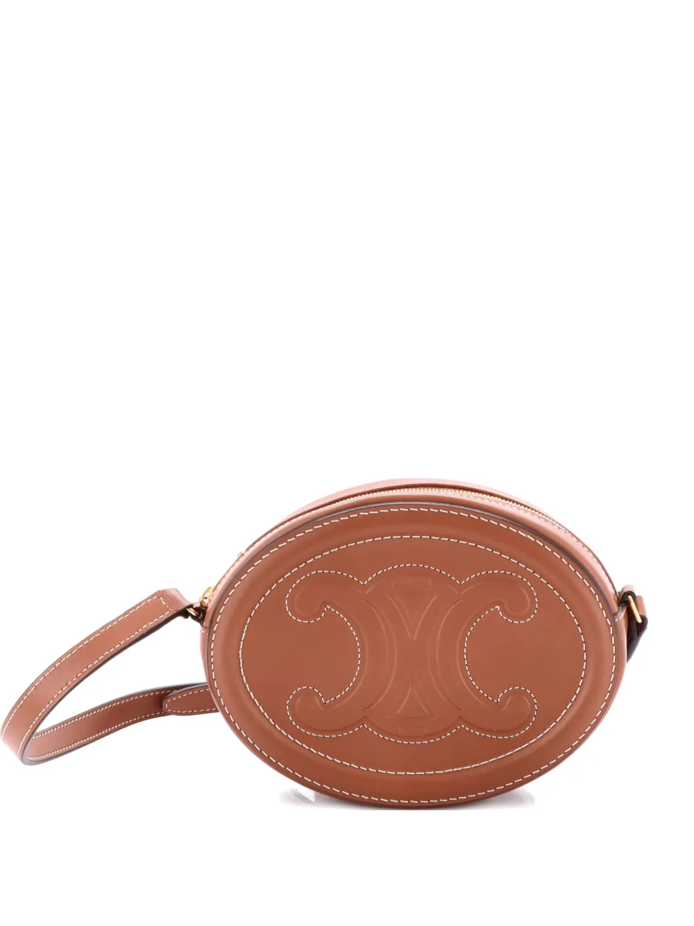 Celine Pre-Owned Triomphe Oval Leather Mini crossbody bag - Marrone