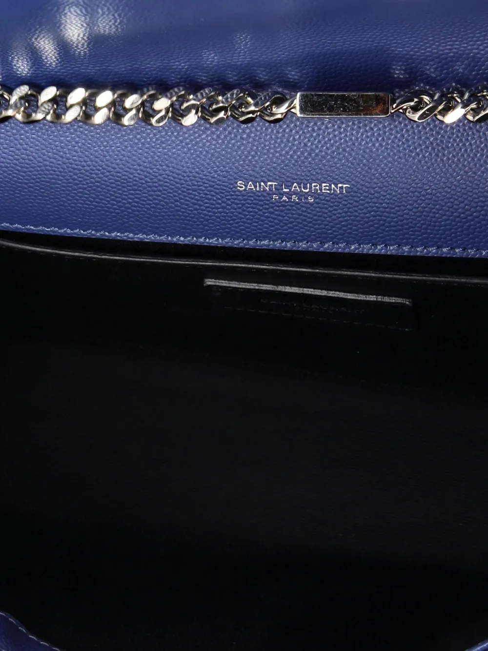 SAINT LAURENT Pre-owned Classic Monogram Grainy Leather Medium Crossbody Bag In Blue