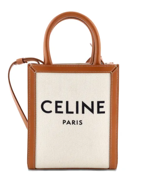 Celine Pre-Owned Vertical Cabas Canvas with Leather Mini tote bag