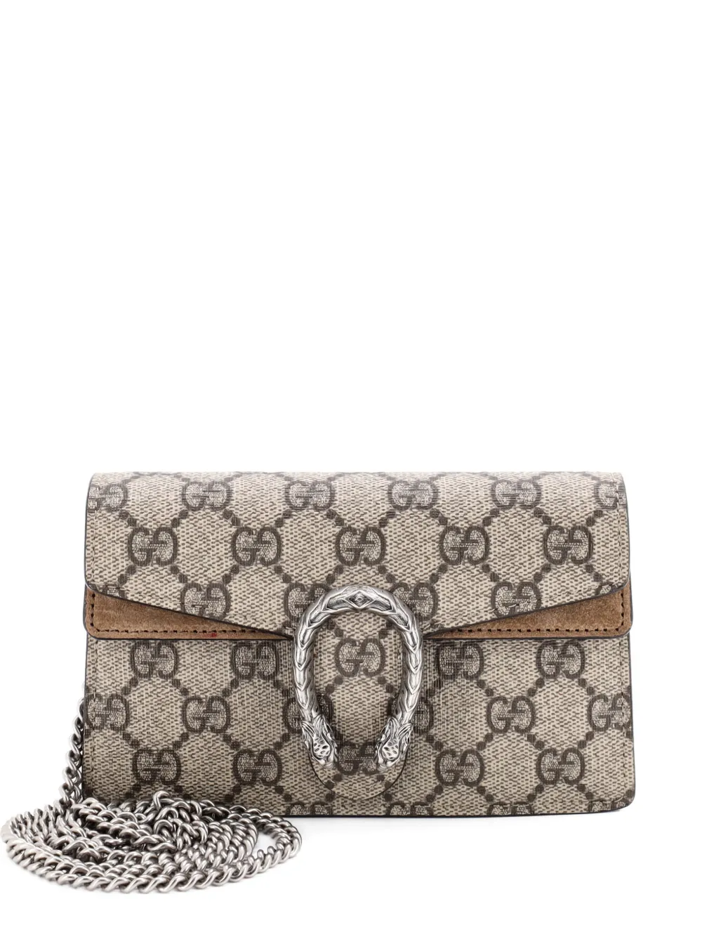 Pre-owned Gucci Dionysus Bag Gg Coated Canvas Super Mini Crossbody Bag In Brown