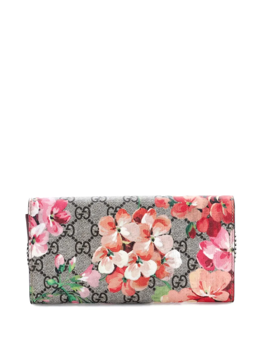 Pre-owned Gucci Dionysus Chain Wallet Blooms Print Gg Coated Canvas Long Clutch Bag In Brown