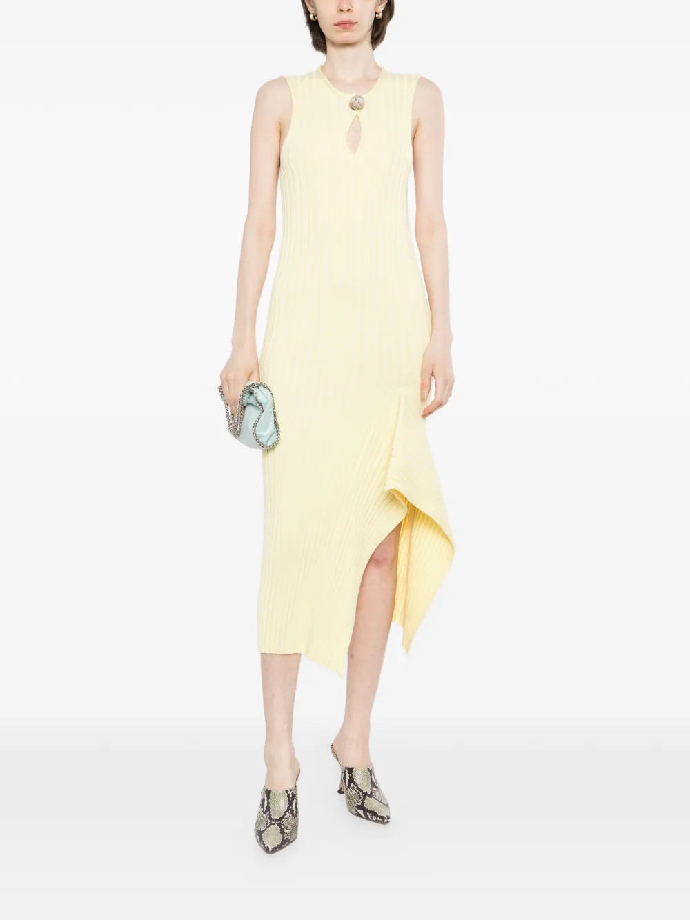 Stella McCartney Mouwloze midi-jurk Geel