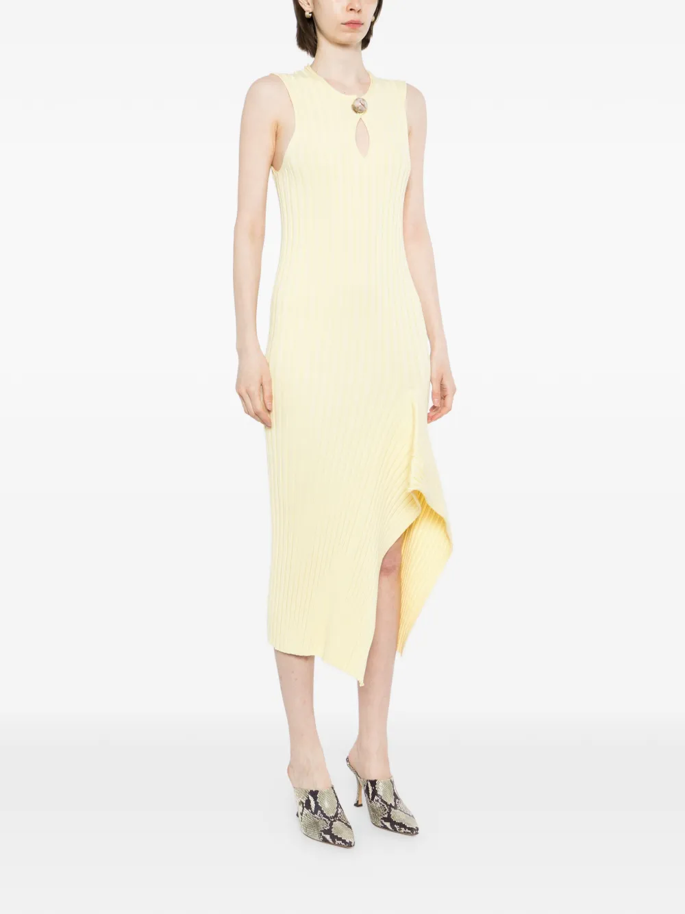 Stella McCartney Mouwloze midi-jurk Geel
