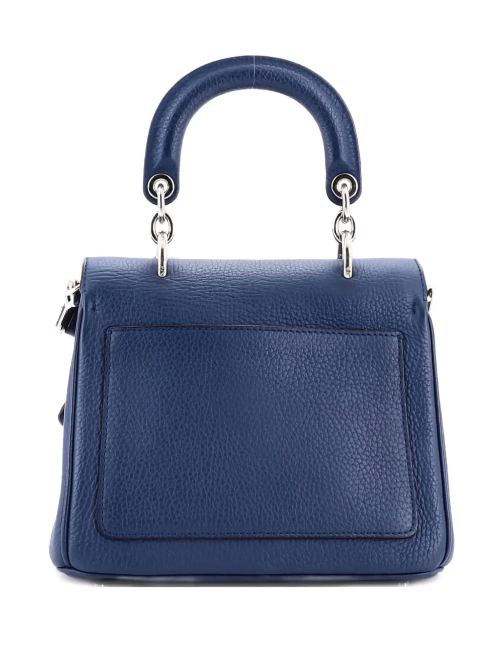 Pre-owned Dior Be Bag Pebbled Leather Mini Satchel In Blue