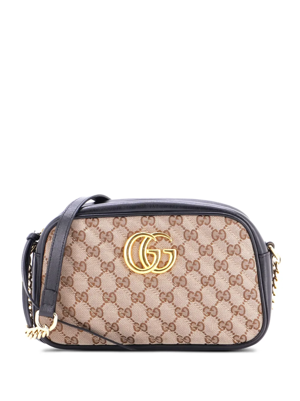 Gucci Pre-Owned GG Marmont Shoulder Bag Diagonal Quilted GG Canvas with Leather Small crossbody bag - Nero