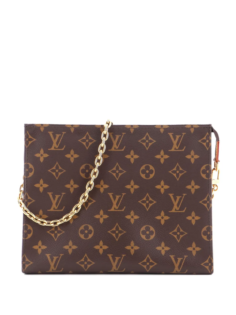 Pre-owned Louis Vuitton Toiletry Pouch On Chain Monogram Canvas Shoulder Bag In Brown