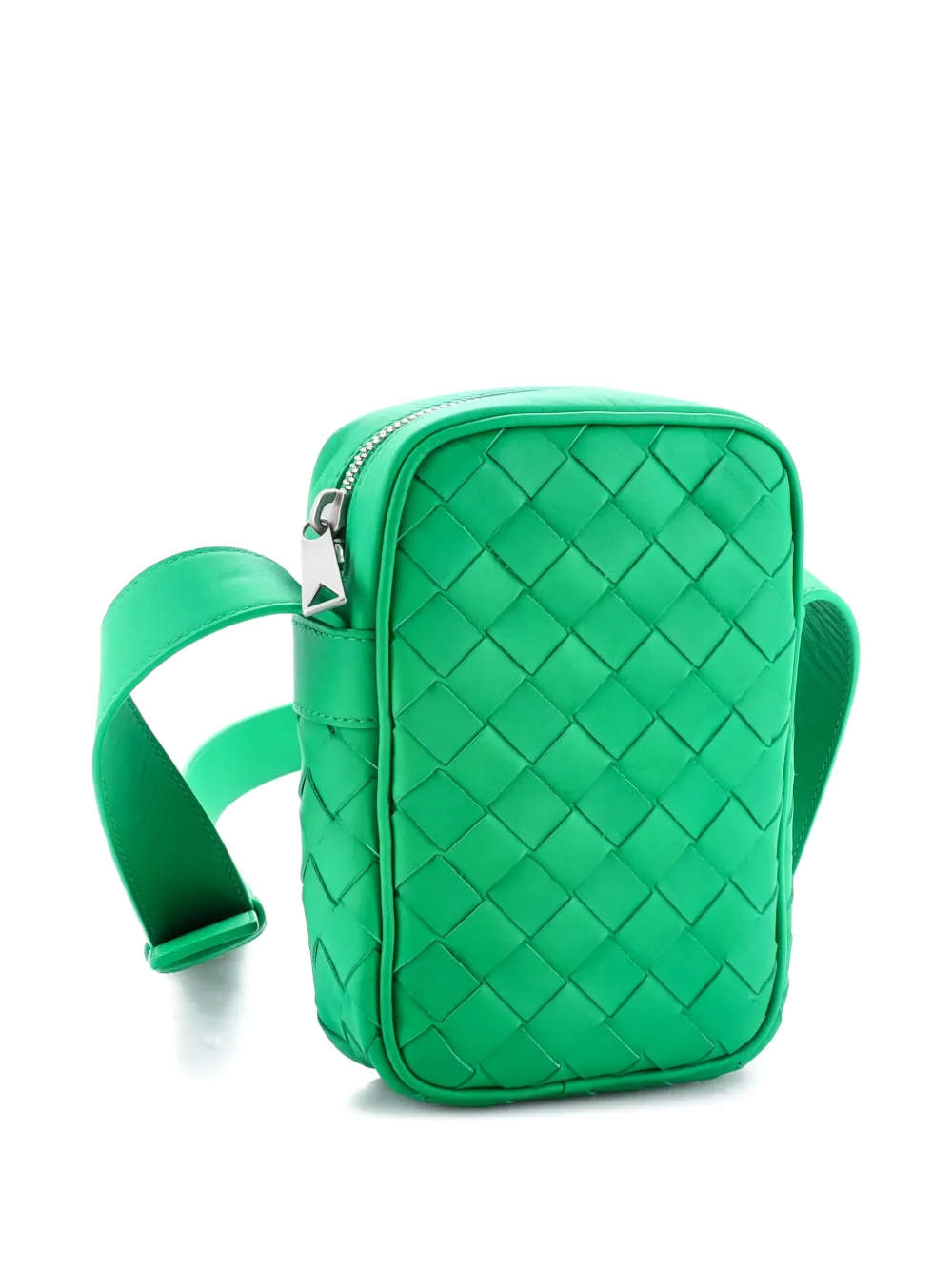 BOTTEGA VENETA Pre-owned Zipped Phone Intrecciato Nappa Crossbody Bag In Green