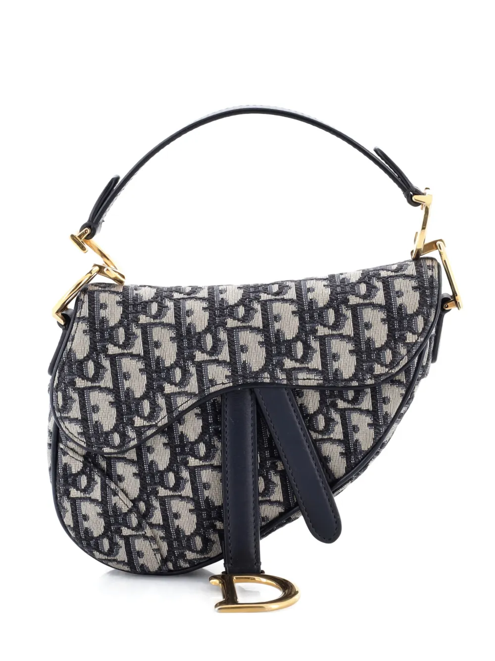 Pre-owned Dior Saddle Handbag Oblique Canvas Mini Shoulder Bag In Blue