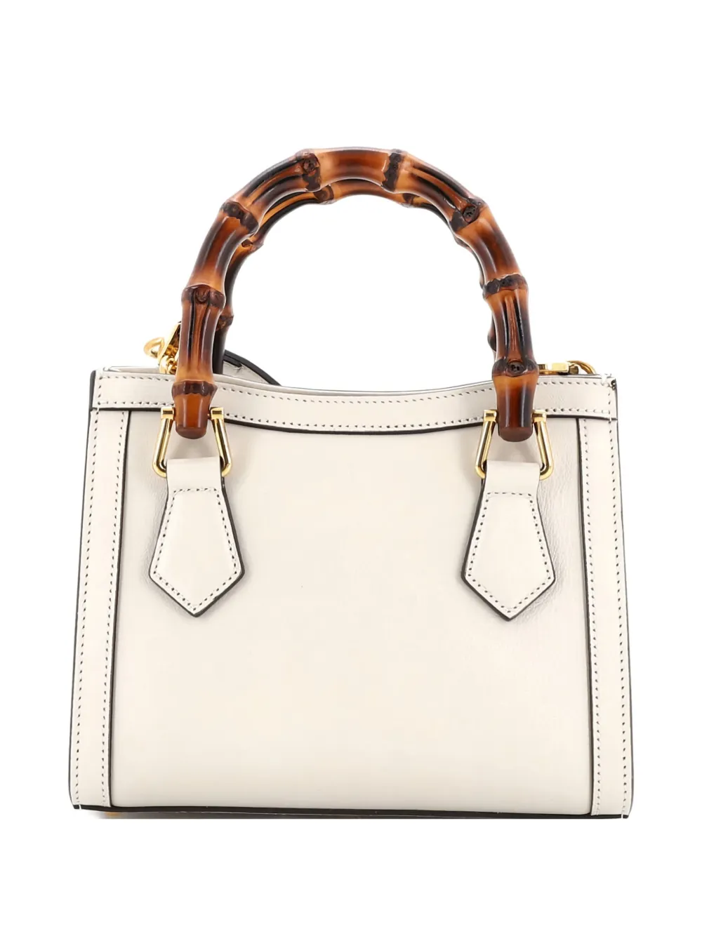 Pre-owned Gucci Diana Nm Bamboo Handle Tote Leather Mini Crossbody Bag In Neutral
