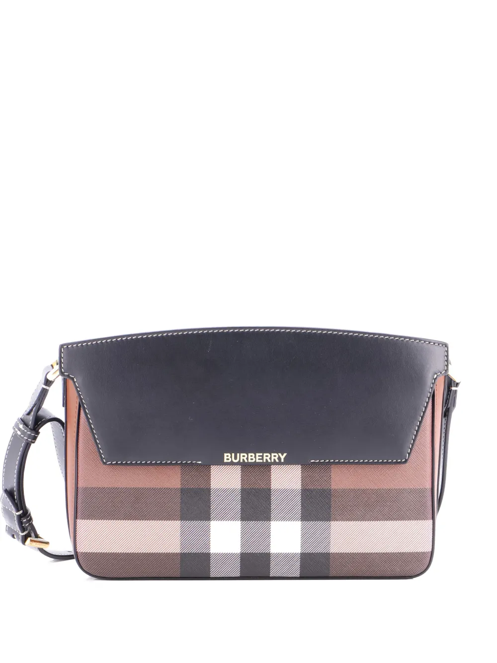 Burberry Pre-Owned Catherine Check E-Canvas shoulder bag | Black | Image 1