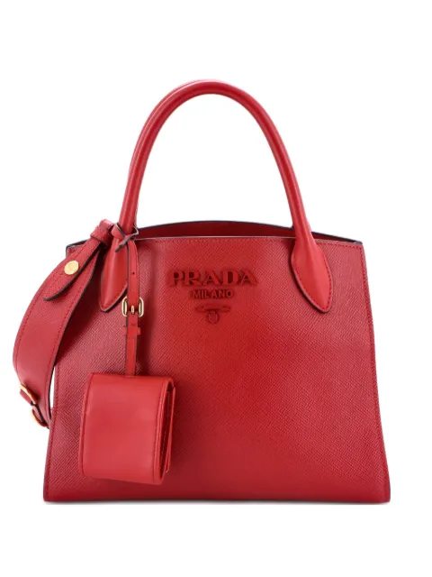 Prada Pre-Owned Monochrome Saffiano with City Calf Small tote bag