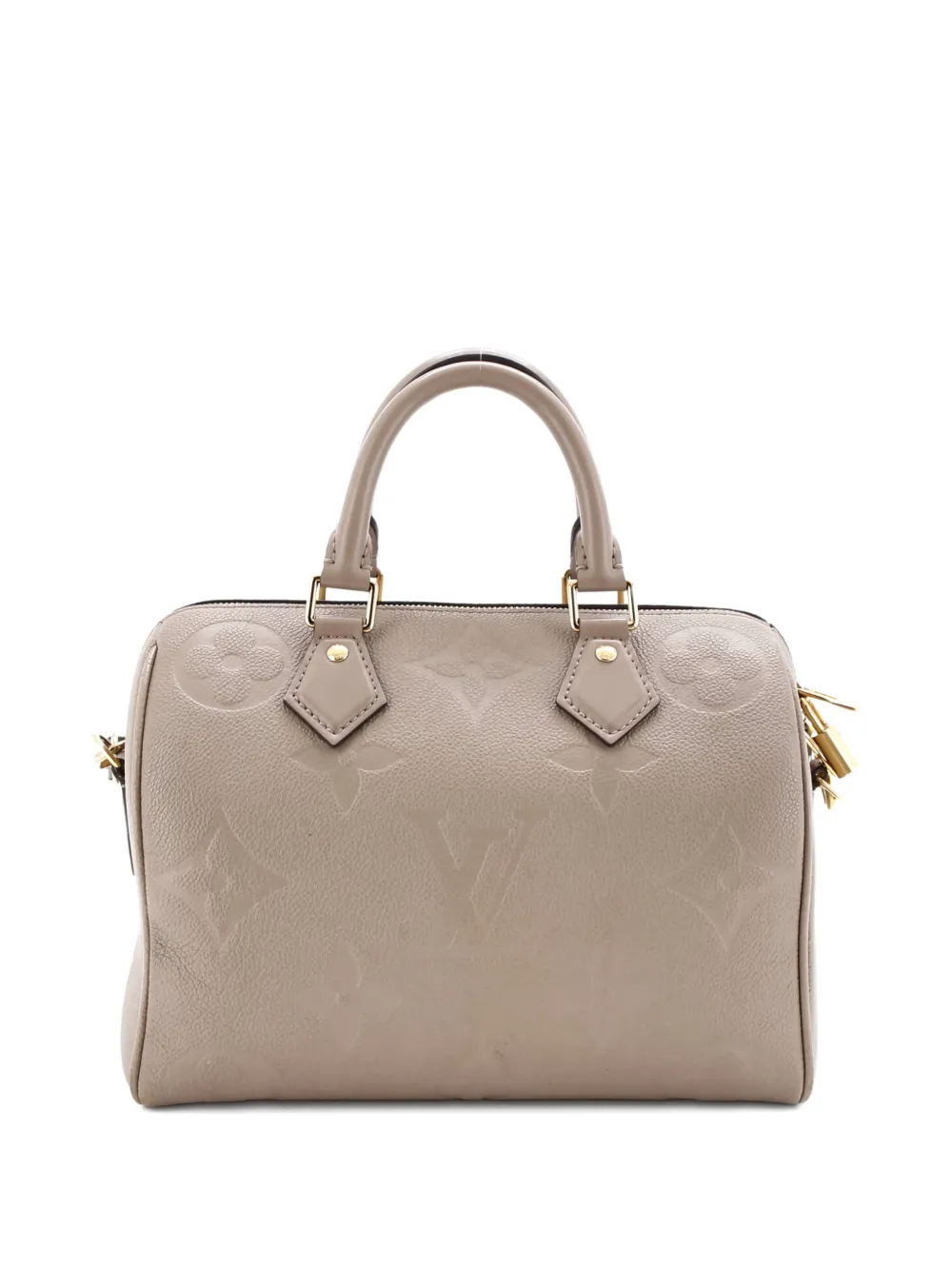 Pre-owned Louis Vuitton Speedy Bandouliere Bag Monogram Empreinte Giant 25 Satchel In Neutral
