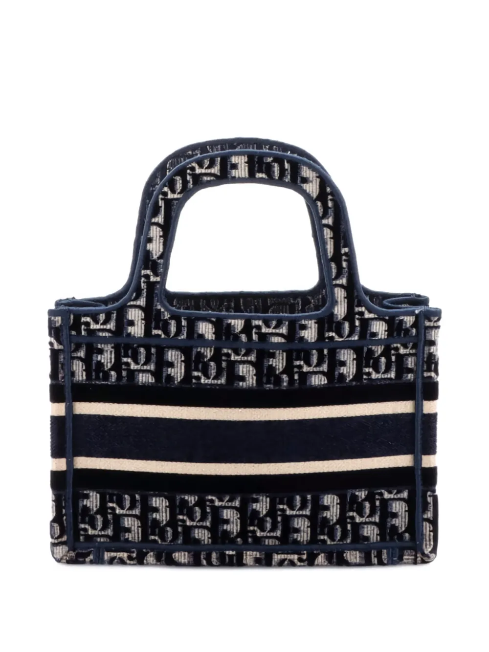 DIOR Pre-owned Book Oblique Velvet Mini Tote Bag In Blue