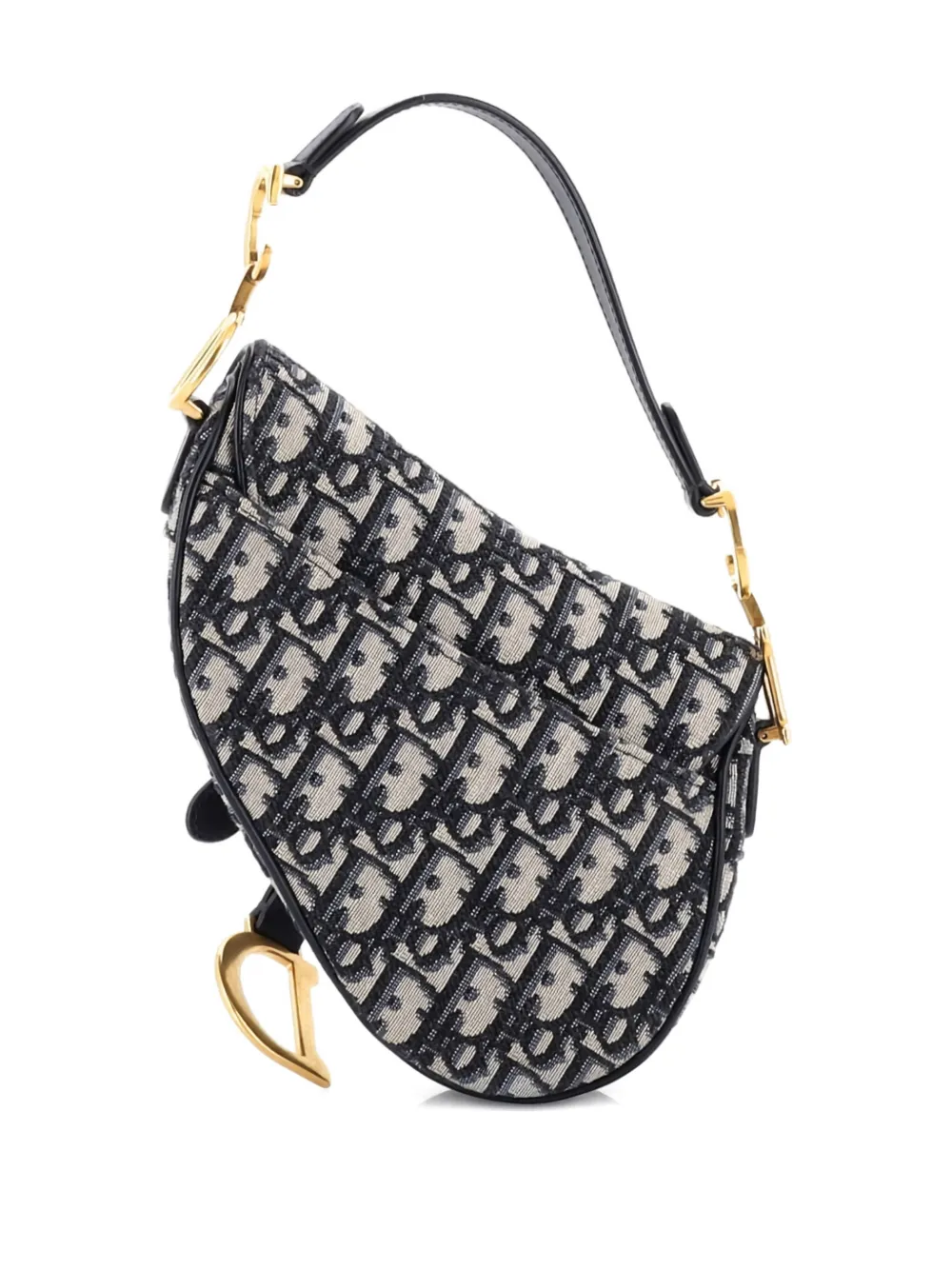 Pre-owned Dior Saddle Handbag Oblique Canvas Mini Shoulder Bag In Blue