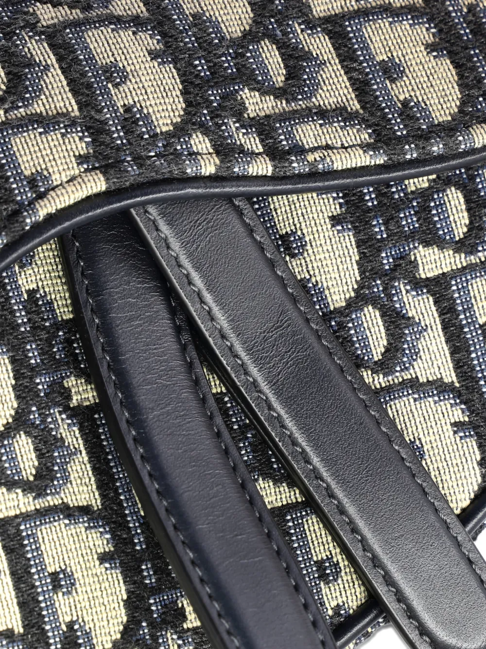 DIOR Pre-owned Saddle Handbag Oblique Canvas Mini Shoulder Bag In Blue