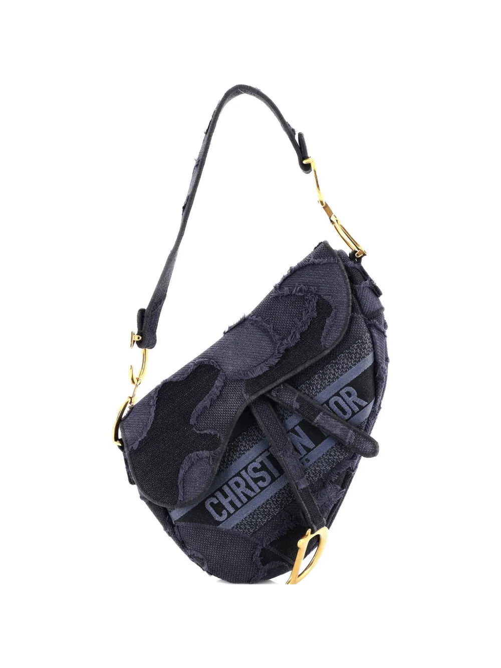Christian Dior Pre-Owned Saddle Handbag Camouflage Embroidered Canvas Medium shoulder bag - Blu