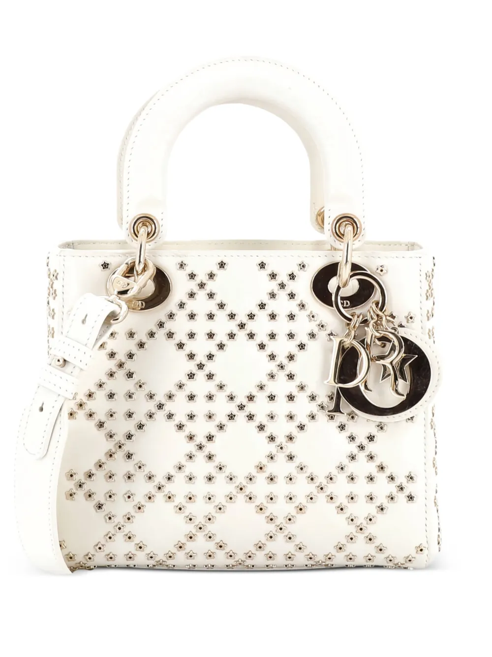 Christian Dior Pre-Owned My ABCDior Lady Dior Bag Cannage Lucky Star Studded Lambskin crossbody bag - Bianco
