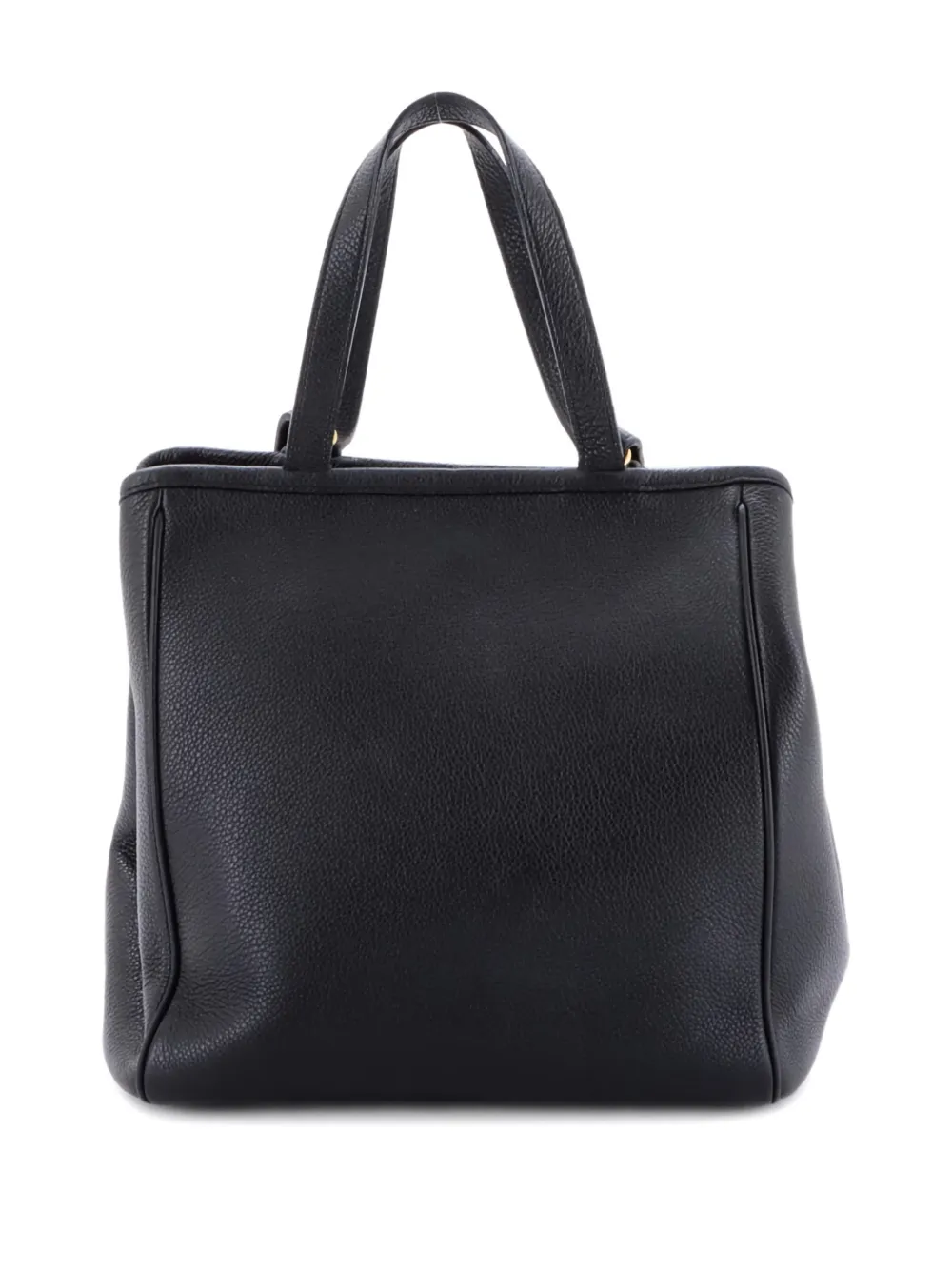 Pre-owned Celine Folded Cabas Leather Small Tote Bag In Black