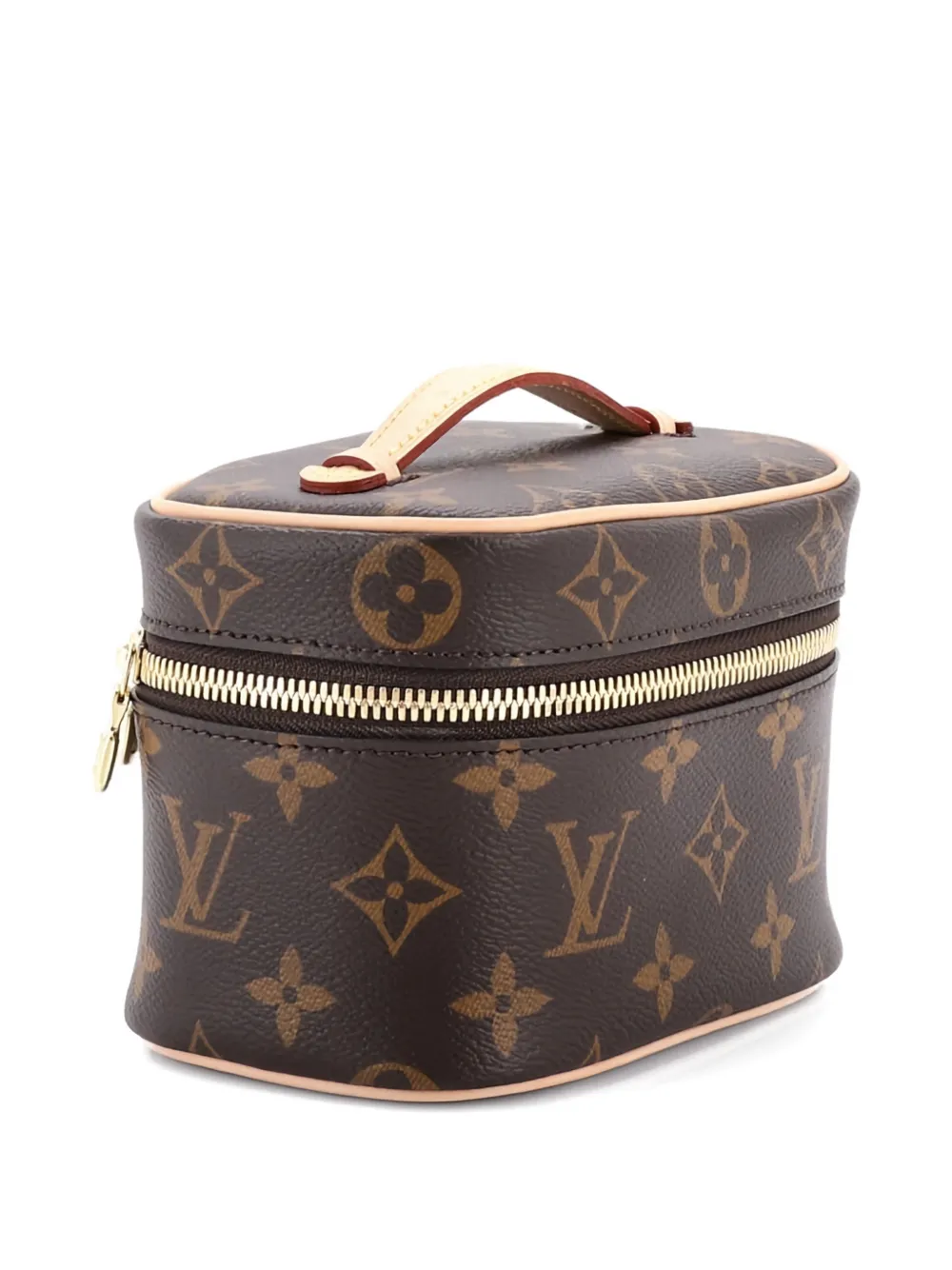 Pre-owned Louis Vuitton Nice Vanity Case Monogram Canvas Nano Pouch In Brown