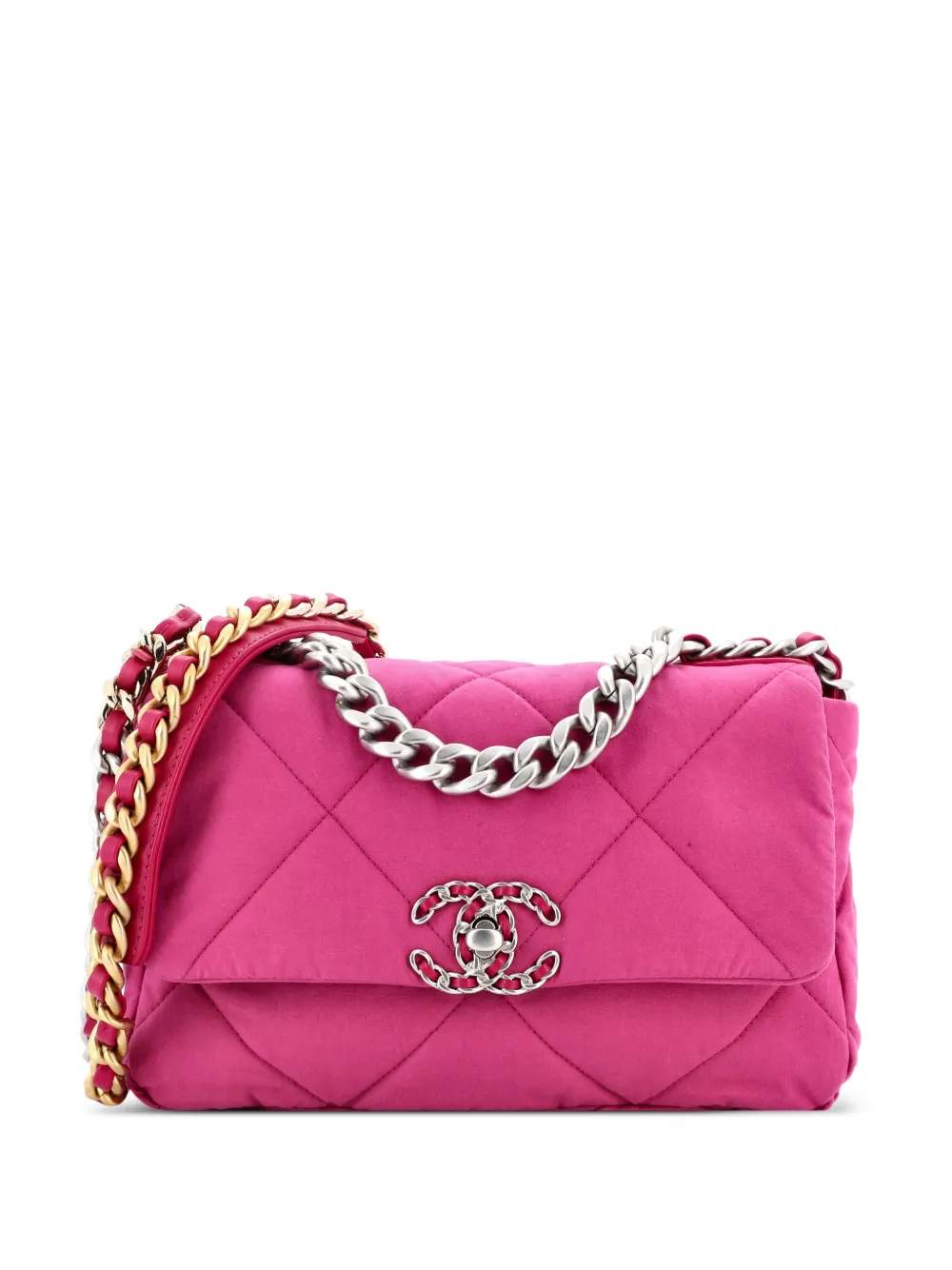 CHANEL Pre-Owned 19 Flap Bag Quilted Canvas Medium shoulder bag - Rosa