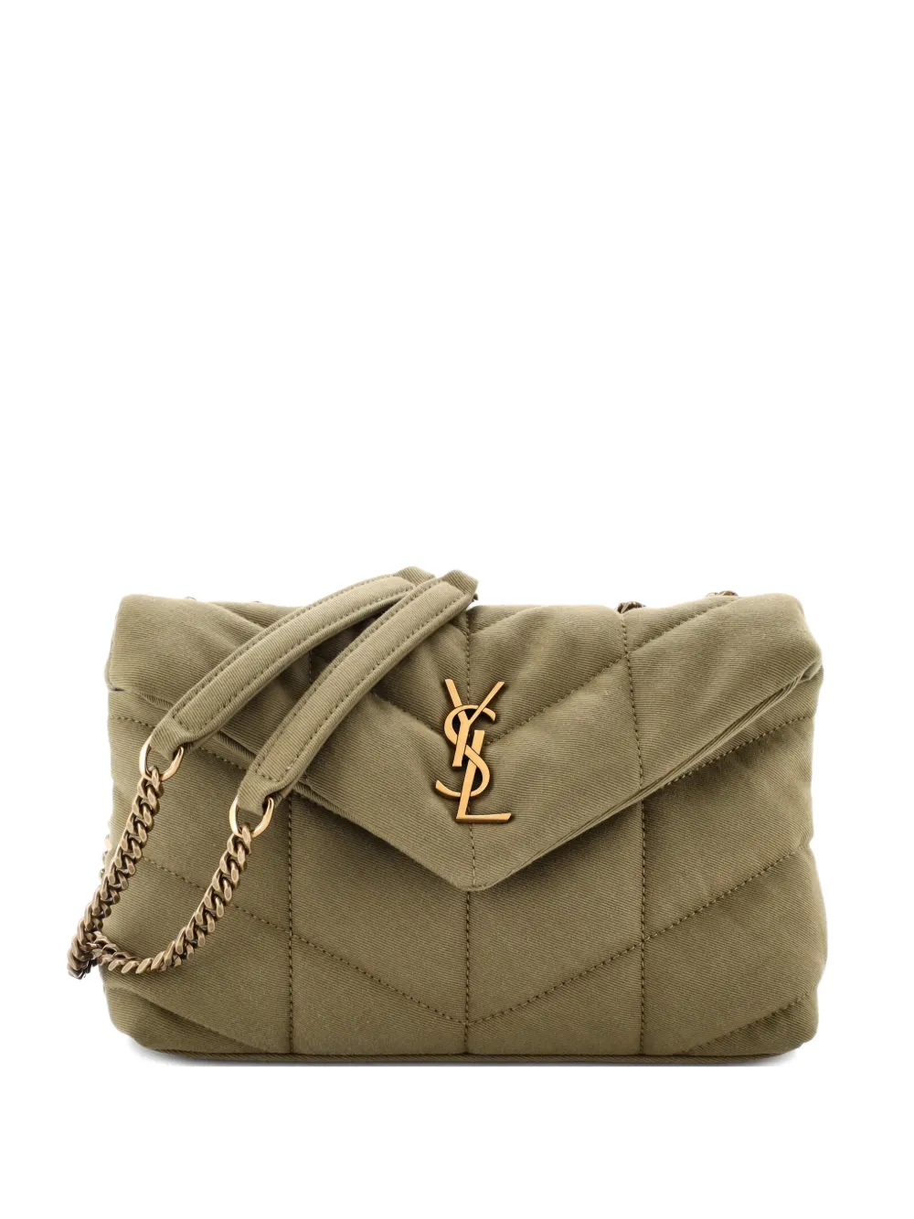 Saint Laurent Pre-Owned Loulou Puffer Quilted Canvas Mini shoulder bag - Verde