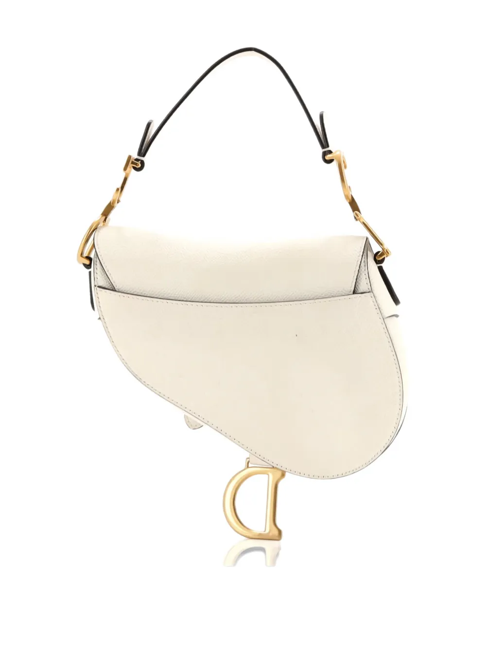 Pre-owned Dior Saddle Handbag Leather Mini Shoulder Bag In Neutral