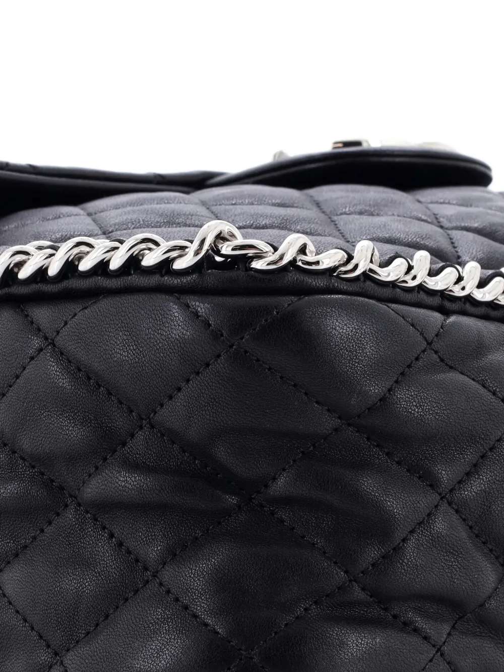 Pre-owned Chanel Chain Around Flap Bag Quilted Leather Maxi Shoulder Bag In Black