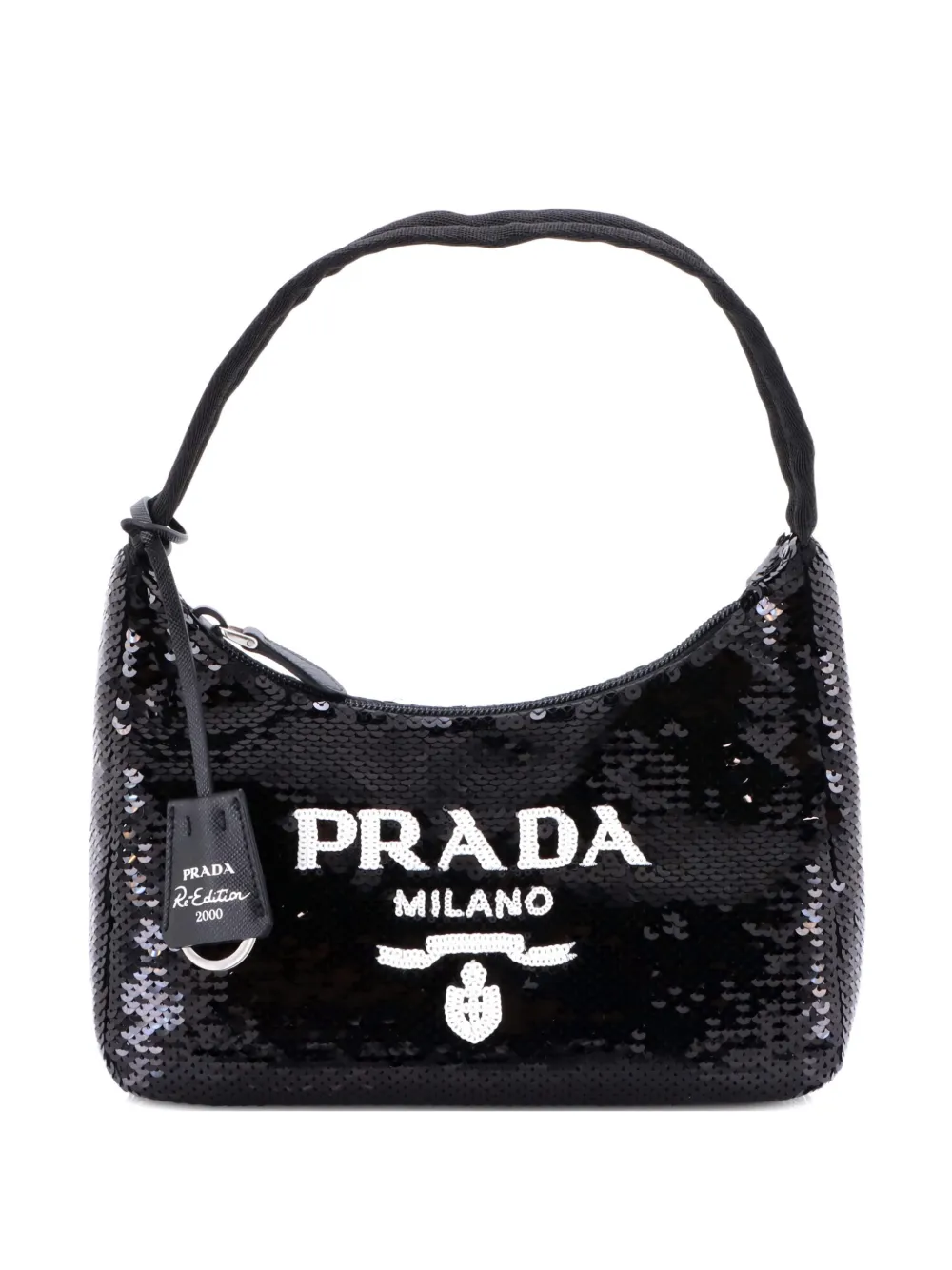Prada Pre-Owned Re-Edition 2000 Sequins Mini hobo bag | Black | Image 1