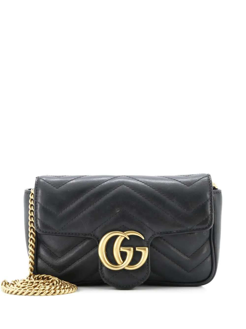 Gucci Pre-Owned GG Marmont Flap Bag Matelasse Leather Super Mini crossbody bag - Nero