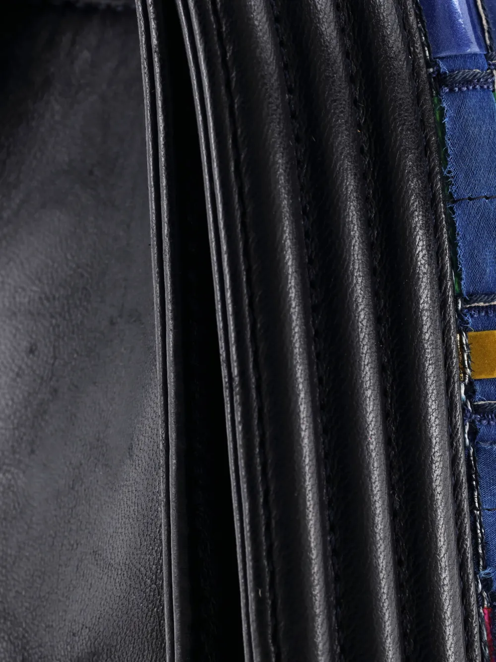 Pre-owned Chanel Boy Flap Bag Woven Pvc With Lambskin Old Medium Shoulder Bag In Blue