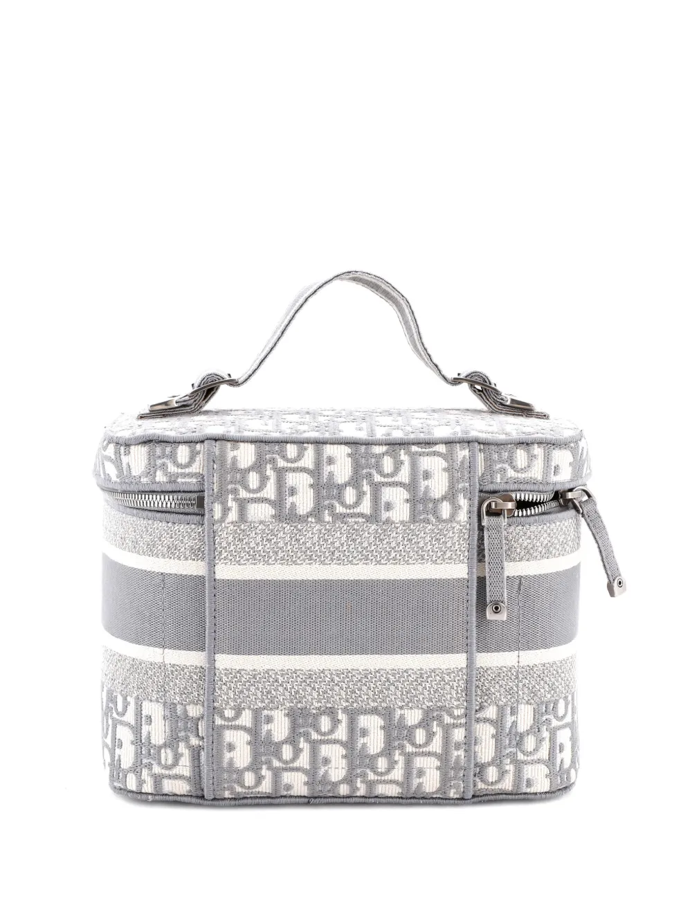 Pre-owned Dior Travel Vanity Case Oblique Canvas Pouch In Gray