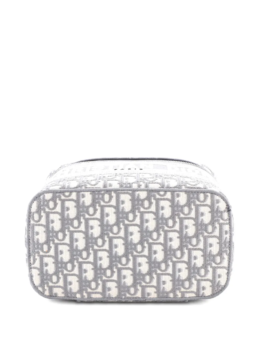 DIOR Pre-owned Travel Vanity Case Oblique Canvas Pouch In Gray