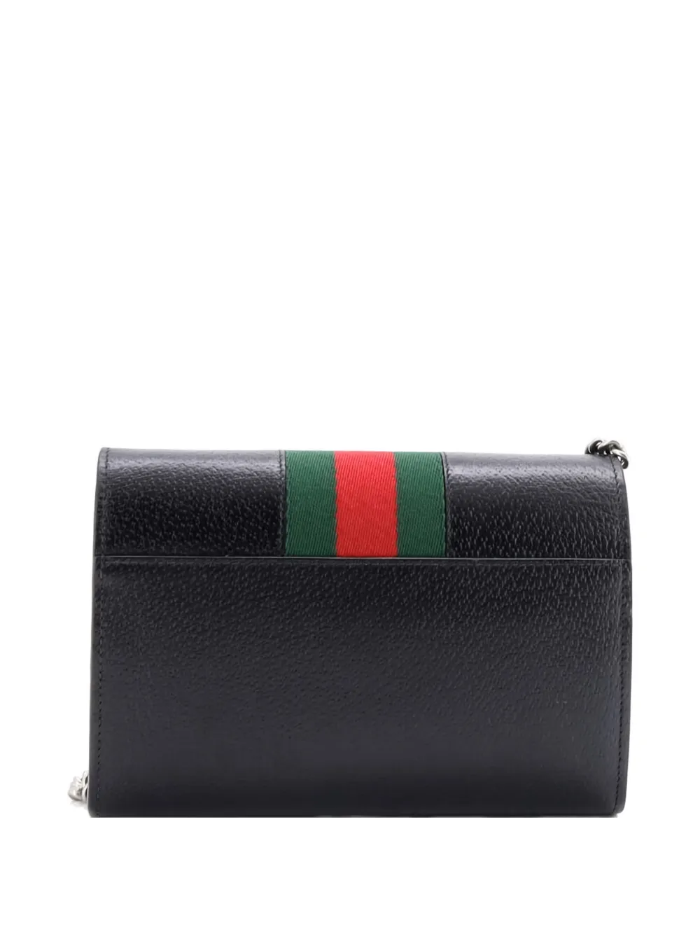 Pre-owned Gucci Dionysus Web Chain Wallet Leather Small Crossbody Bag In Black