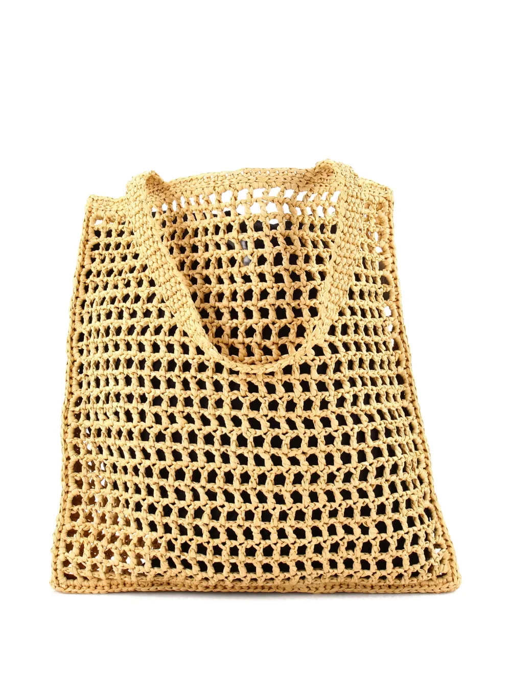 PRADA Pre-owned Triangle Logo Open Raffia Tote Bag In Neutral