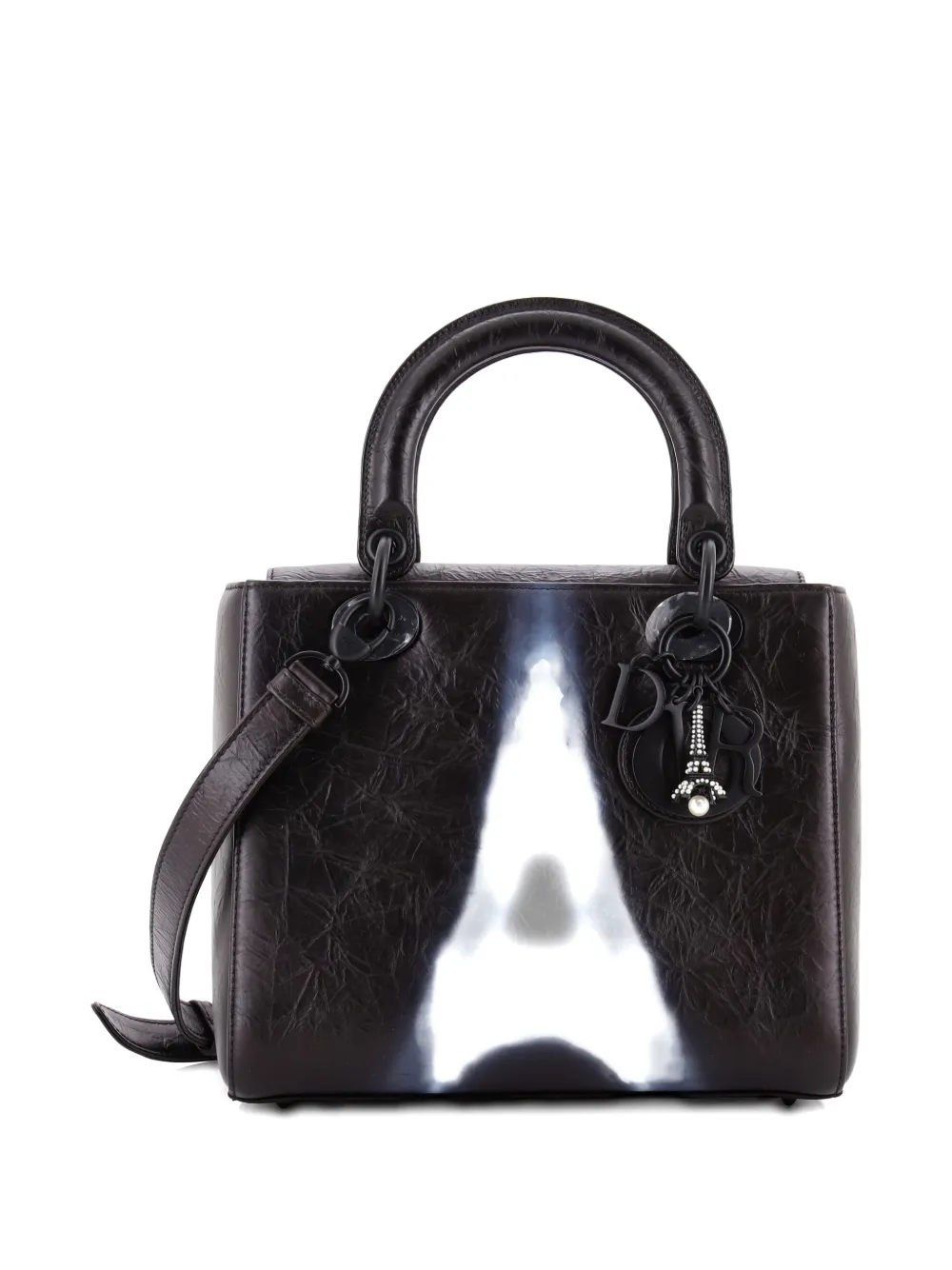 Christian Dior Pre-Owned Borsa a tracolla Lady Dior media Limited Edition in pelle con stampa Torre Eiffel - Nero
