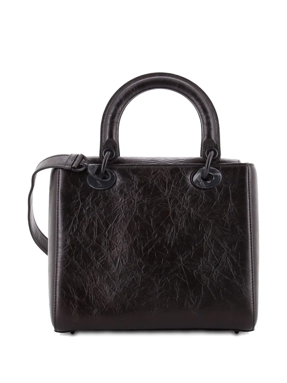  Christian Dior Pre-owned Lady Dior Bag Limited Edition Eiffel Tower Printed Leather Medium Satchel - Noir 