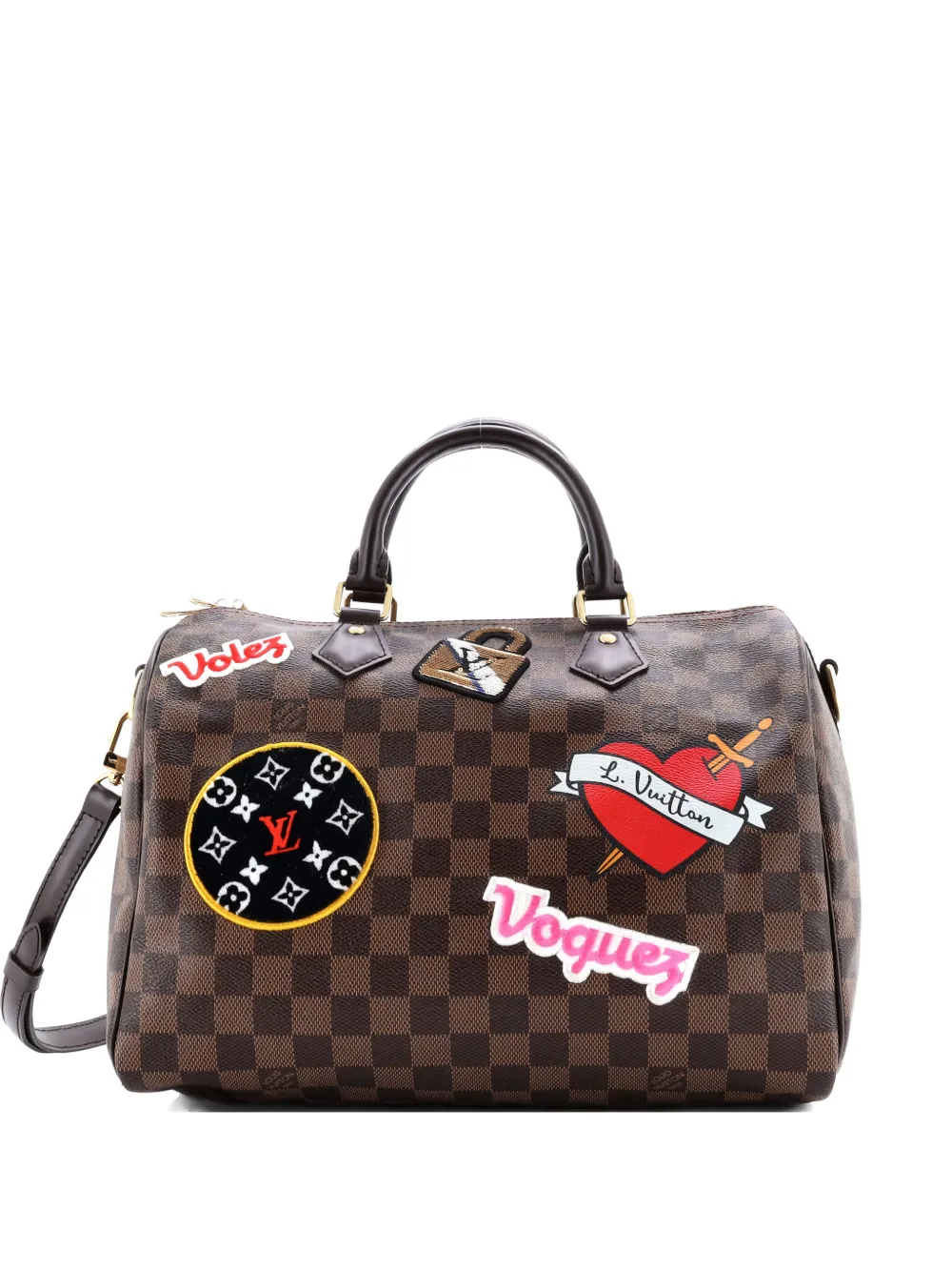 Louis Vuitton Pre-Owned Speedy Bandouliere Bag Limited Edition Patches Damier 30 satchel - Marrone