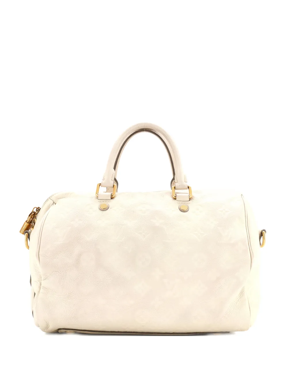 Pre-owned Louis Vuitton Speedy Bandouliere Bag Monogram Empreinte Leather 30 Satchel In White